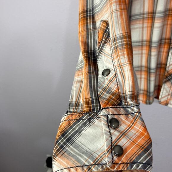 BKE Men Salmon/Gray Plaid Pattern Long Sleeve Button Down Shirt Size Medium - Picture 3 of 10